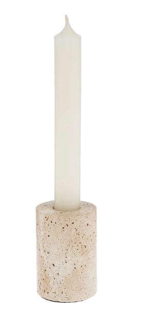 Ava Travertine Candle Holder | Small