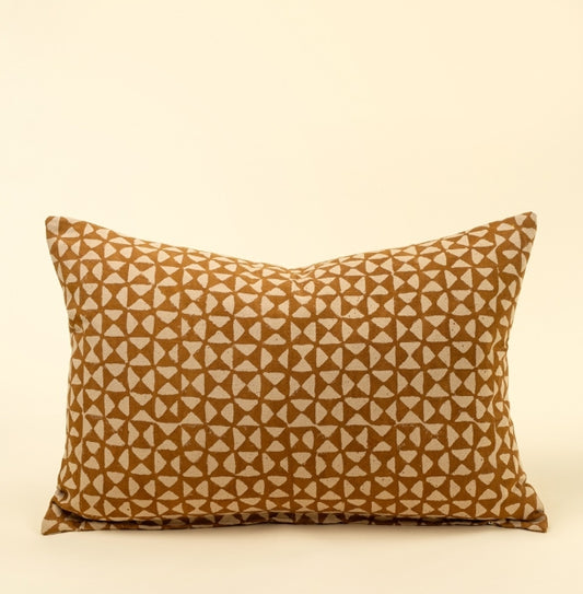 Zyra Block Print Pillow | Ochre
