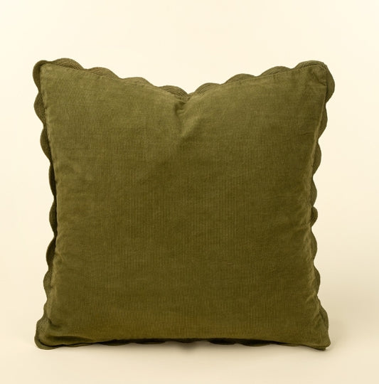 Corduroy Scallop Pillow | Moss