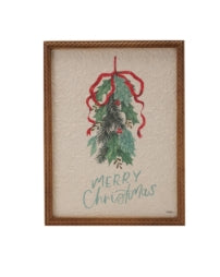 Wood Framed Wall Decor w/ Holly & Bow