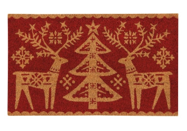 Folk Forest Christmas Monochrome Doormat