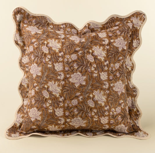 Elowyn Block Print Scallop Pillow