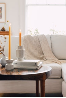 Iona Travertine Candle Holder | Short