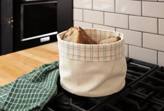 Plaid Canvas Bread Basket