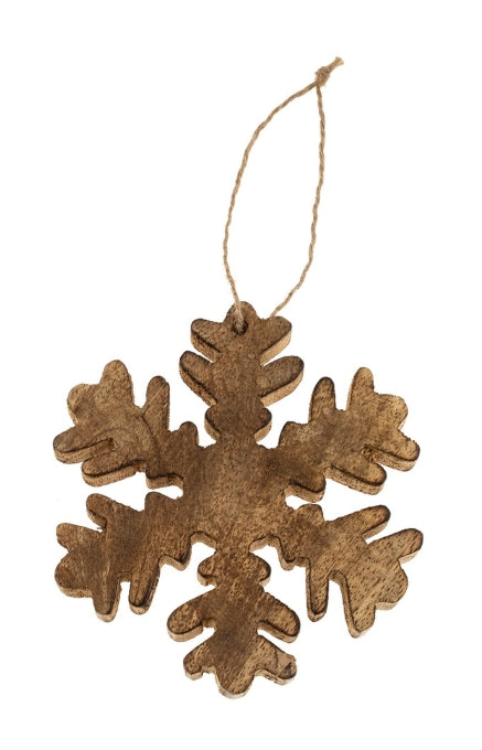 Wooden Fluffy Snowflake Ornament | Small | Natural