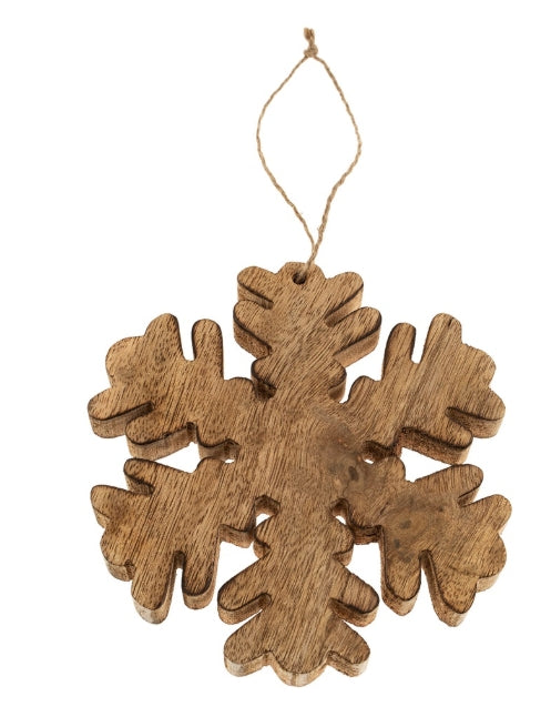 Wooden Fluffy Snowflake Ornament | Large |  Natural
