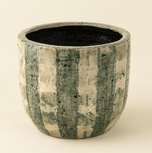 Moss Stripe Terracotta Planter | Small