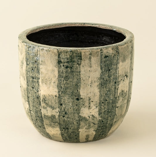 Moss Stripe Terracotta Planter | Small