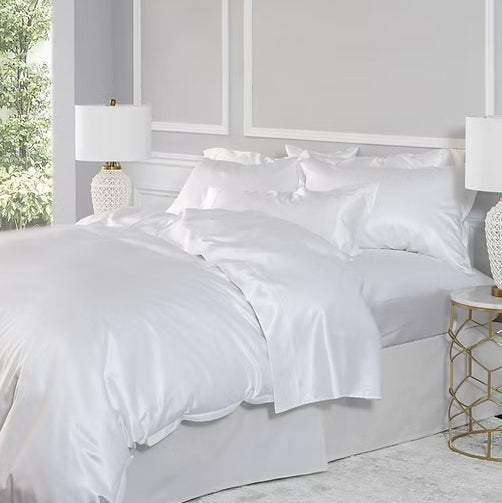 St Geneve | Sophia Silk Cotton Sateen | Fitted Sheets | Queen | White