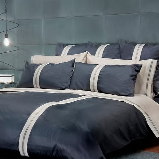 St Geneve | Capri Sussex Sateen Jacquard Border | Fitted Sheets | Twin