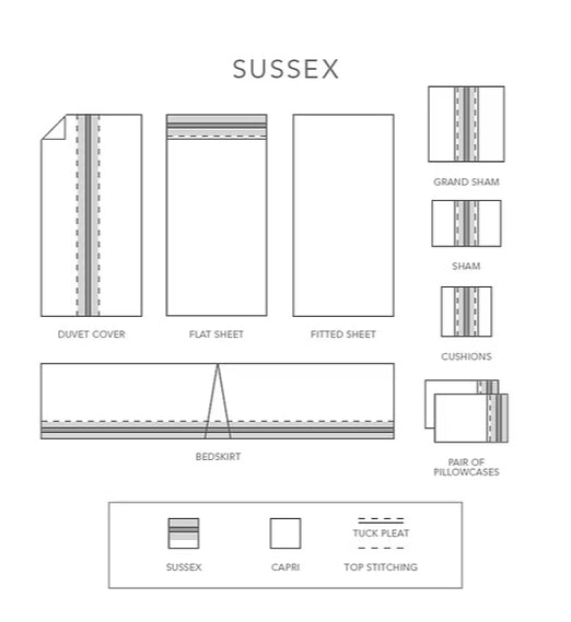 St Geneve | Capri Sussex Sateen Jacquard Border | Fitted Sheets | Twin