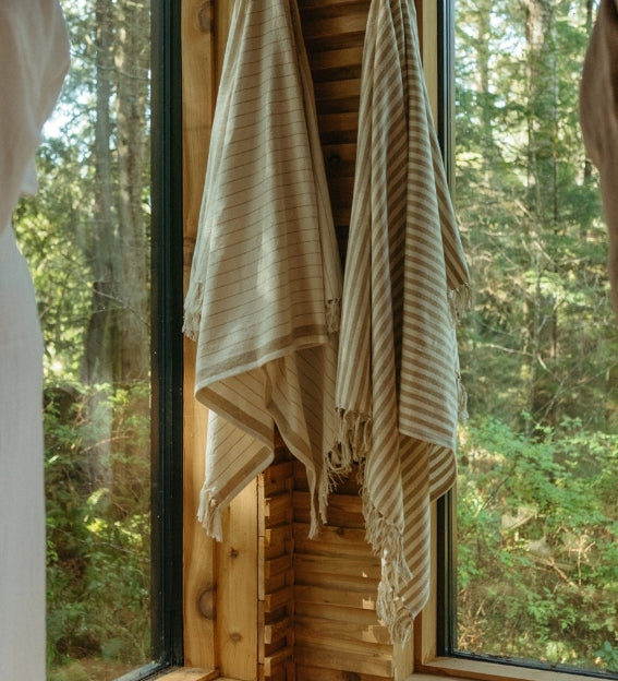 Bengal Stripe Hammam Bath Towel | Warm Sand