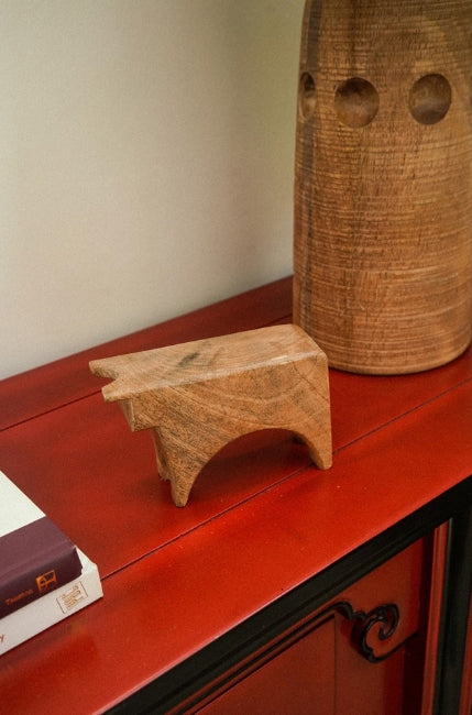 Wooden Bull Sculpture