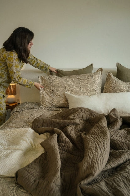 Cloud Kantha Comforter |  Carob