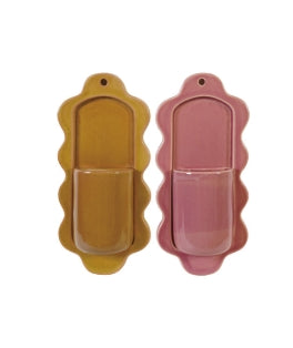 Stoneware Scalloped Wall Pocket