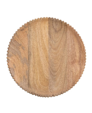 Round Mango Wood Scalloped Cheese/Serving Tray