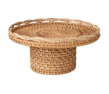 Hand-Woven Rattan Pedestal