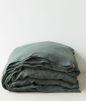 Linen Tales |Duvet Cover | Forest Green | King