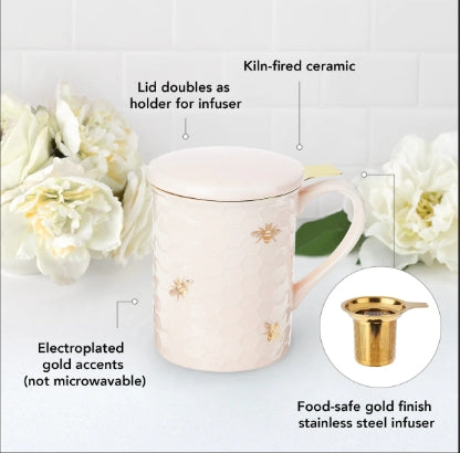 Annette™ Honeycomb Ceramic Tea Mug & Infuser