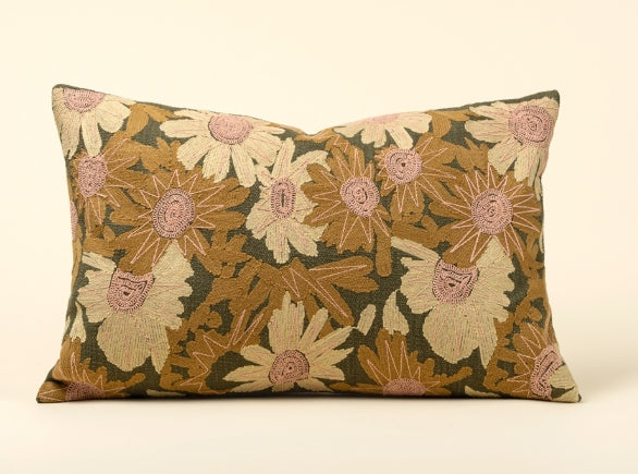 Flower Grove Embroidered Pillow