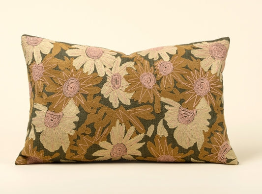 Flower Grove Embroidered Pillow