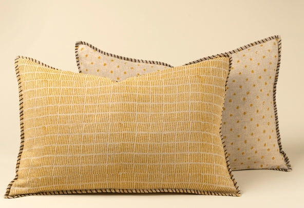 Dash & Dot Linen Pillow | Sunflower