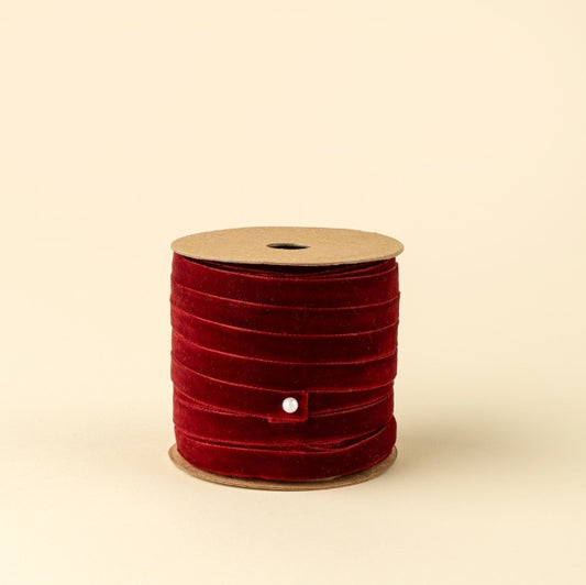 Velvet Ribbon on Spool | Crimson Red | Small