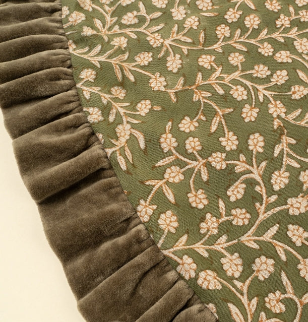 Wild Vine Velvet Ruffle Tree Skirt | Olive