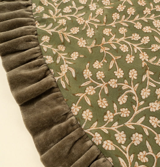 Wild Vine Velvet Ruffle Tree Skirt | Olive
