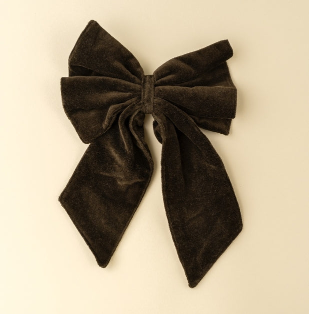 Velvet Bow Clip |  Midnight Green