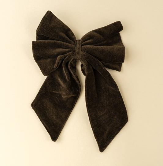 Velvet Bow Clip |  Midnight Green