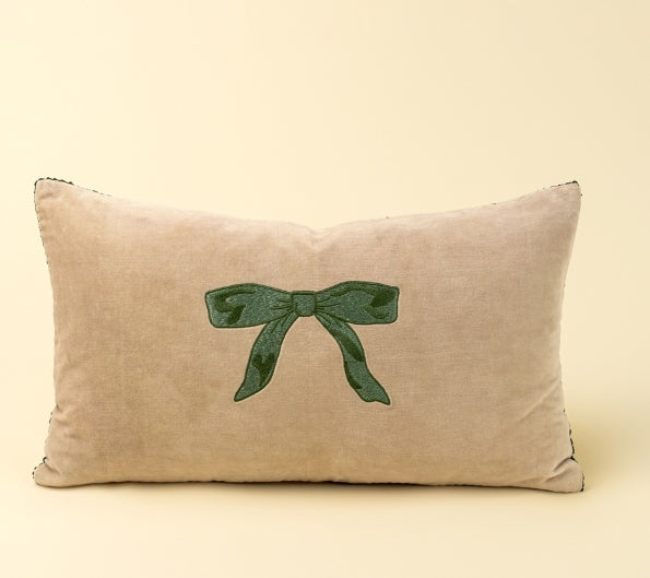 Velvet Bow Pillow | Green