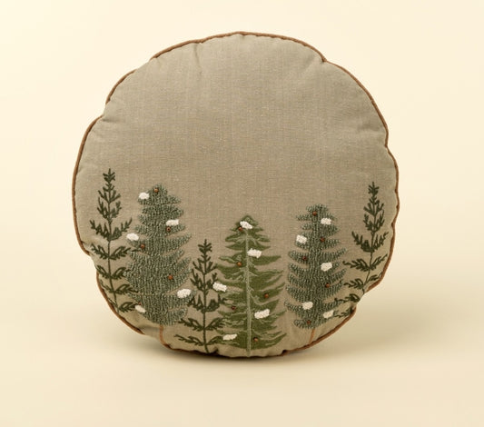 Alpine Trees Round Pillow