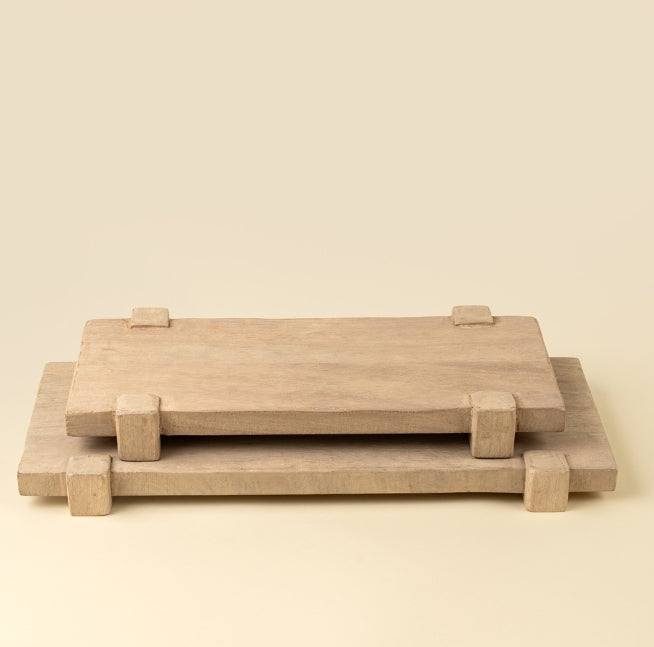 Drift Pedestal Tray | Bleached | Small