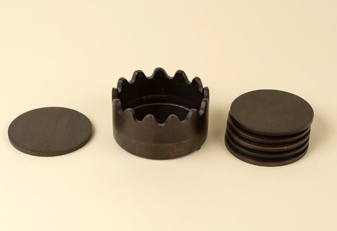 Wooden Coasters in Scalloped Box