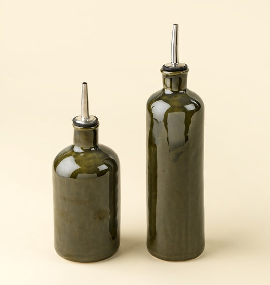 Stoneware Vinegar Cruet | Deep Green | Small