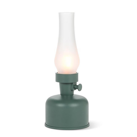 Lantern LED Lamp with Chimney | Green with Frosted Glass