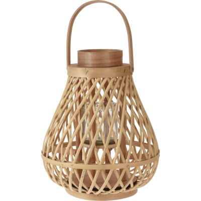 Rattan & Glass Lantern