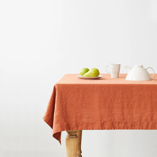 Linen Tales | Baked Clay | Linen Tablecloth | 55" x 55"