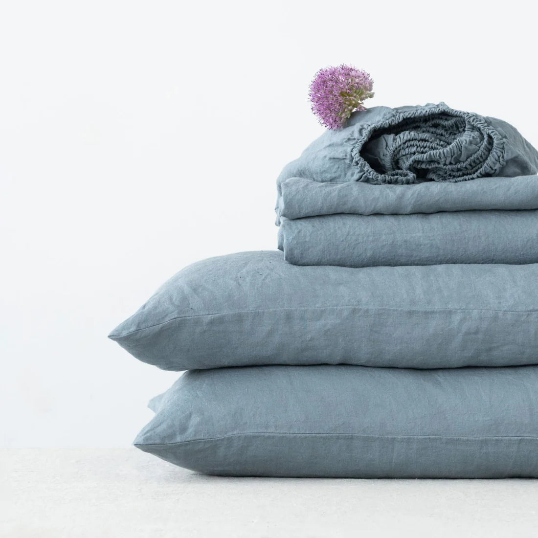 Linen Tales | Blue Fog | Queen | Linen Sheet Set