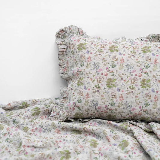 Linen Tales | Botany 2 | Standard | Linen Pillowcase with Frills