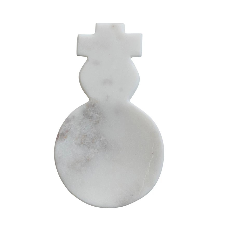 8"L x 4-3/4"W Marble Snowman Shaped Spoon Rest