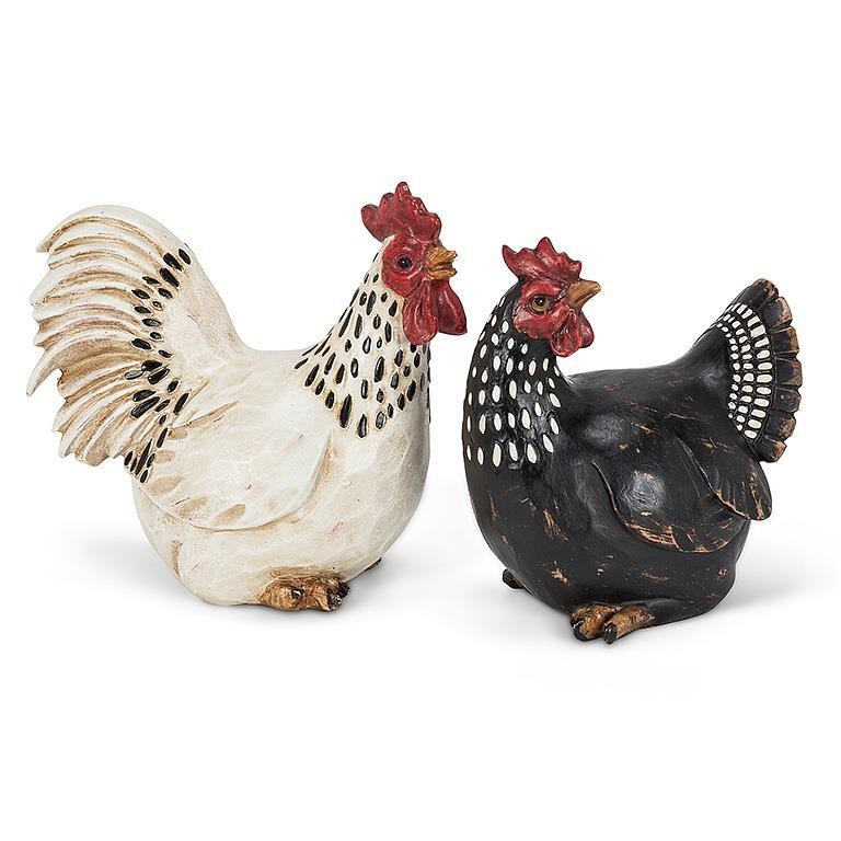 Sitting Rooster & Hen Set