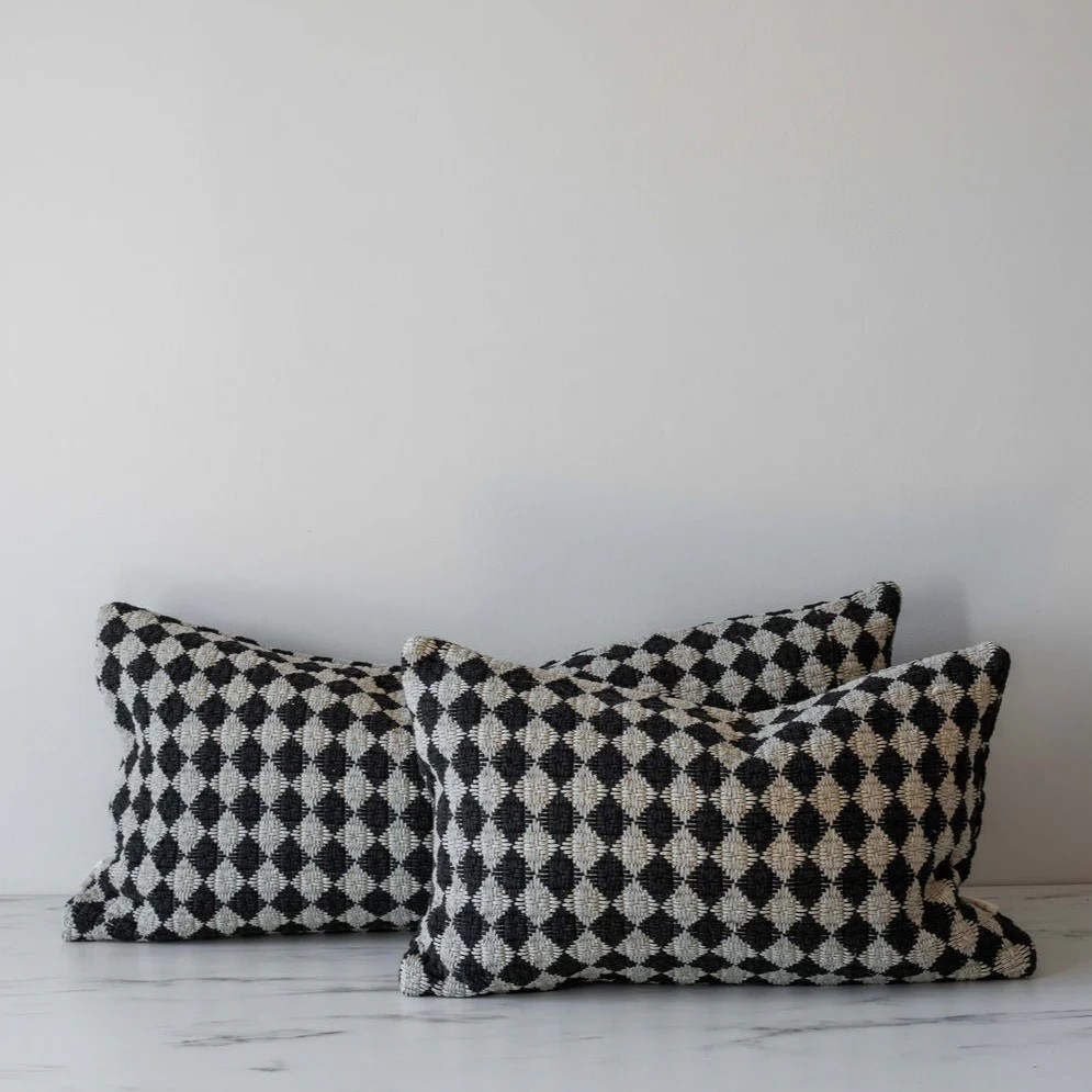 Black Check Weave Pillow