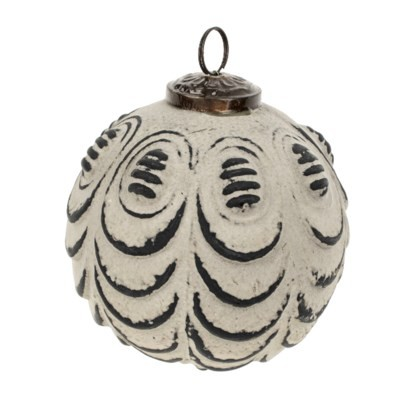 Patinaed Ball Ornament | Feather