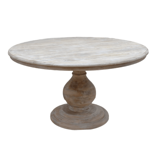 Wooden Pedestal Dining Table | Washed White