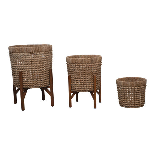 Hand-Woven Seagrass & Rattan Planter | Large