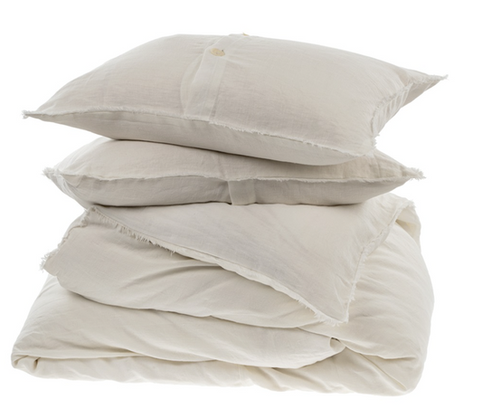 Lina Linen Queen Duvet Set, Ivory