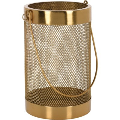 Iron Mesh Lantern With Gold Finish