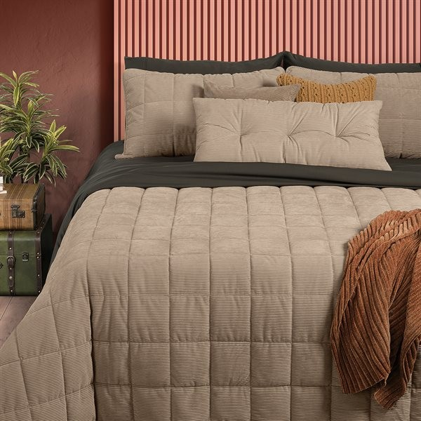 Corduroy solid taupe quilt